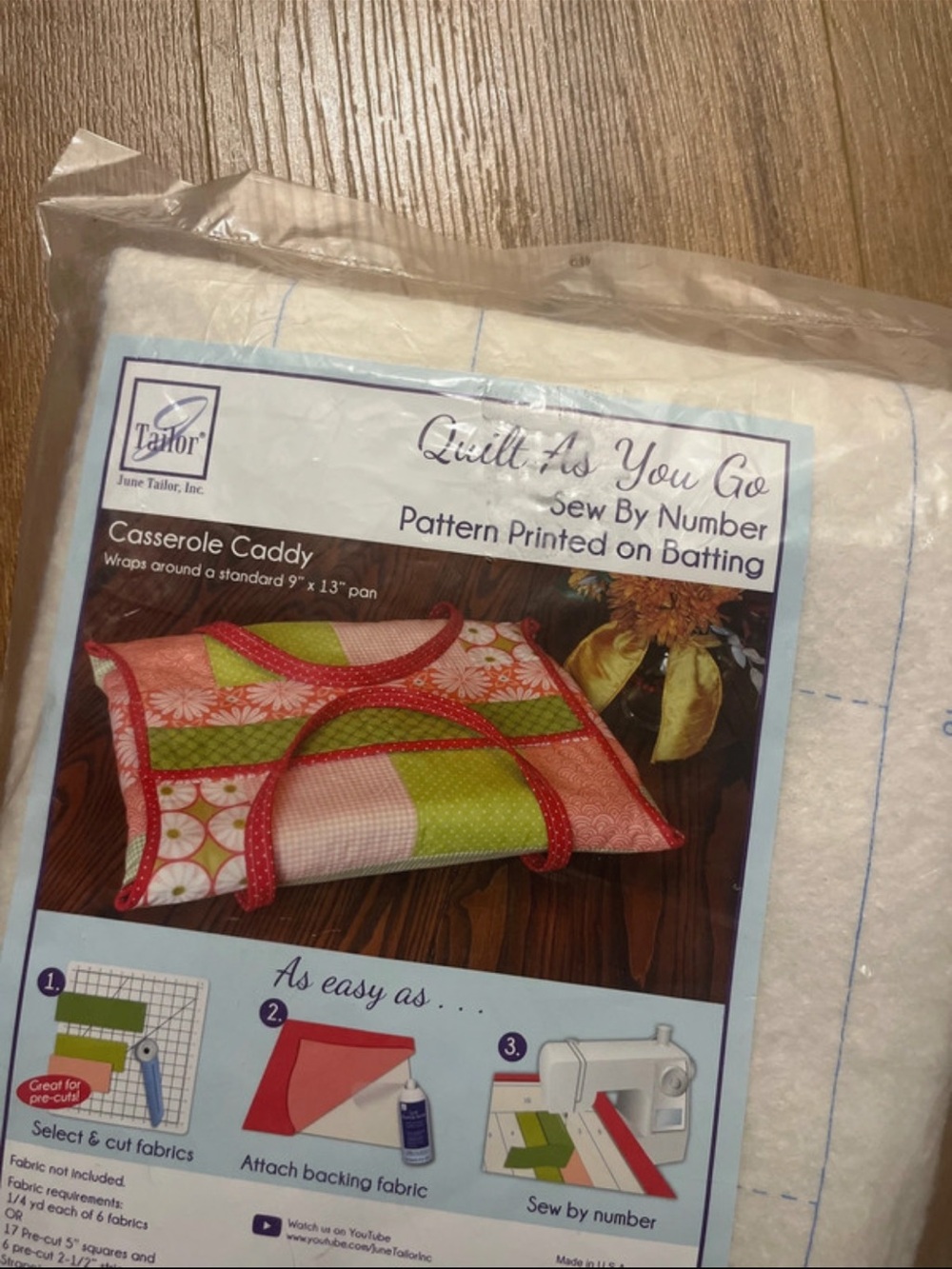 June Tailor Quilts As You Go Casserole Caddy Sew By Numbers Kit Pink & Green